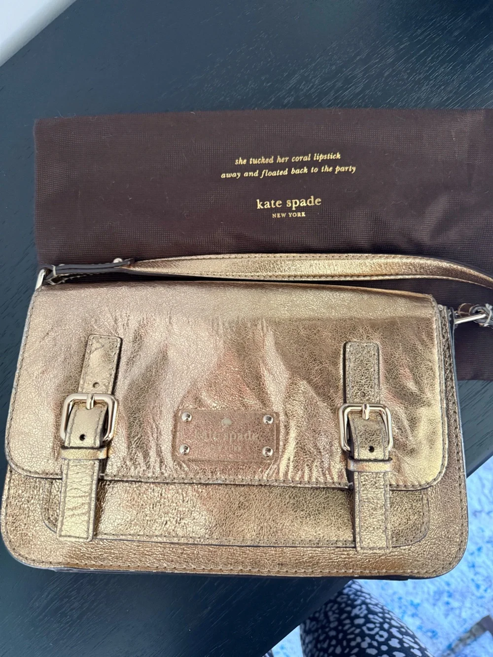 Kate Spade Metallic Flicker Scout Gold Messenger Crossbody Bag